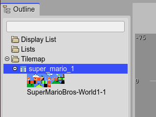 Tilemap object in the Outline view.